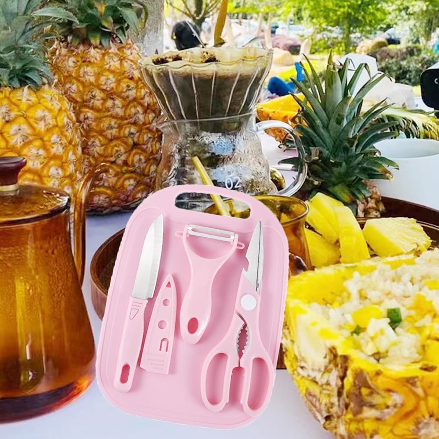 5490 Mini Travel Cutting Board Set, 4 Pcs Portable Mini Camping Plastic Cutting Board & Knife, Fruits & Vegetable Peeler Scissors, Kitchen Knives Set, for travel, picnic, camping, outdoor, park (4 Pc Set) 5490 Mini Travel Cutting Board Set, 4 Pcs Portable Mini Camping Plastic Cutting Board & Knife, Fruits & Vegetable Peeler Scissors, Kitchen Knives Set, for travel, picnic, camping, outdoor, park (4 Pc Set)